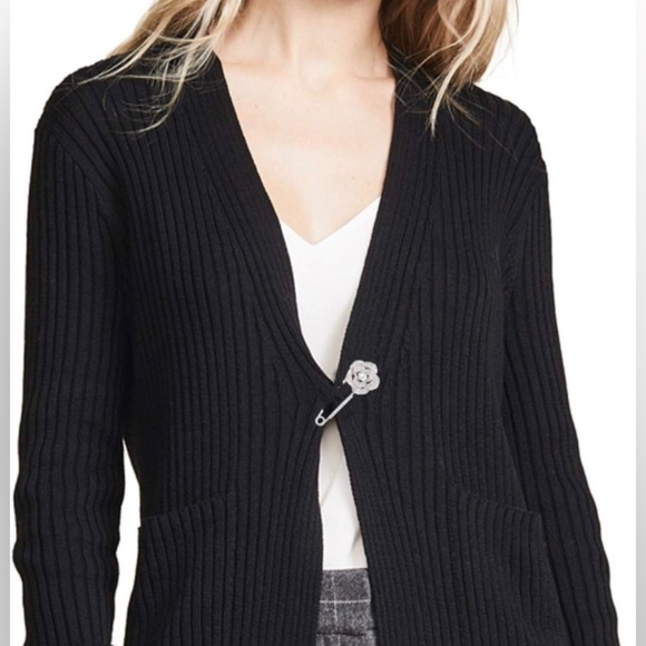 Cubic Zirconia Rose Flower Cardigan Sweater Safety Pin Brooch - Picture 2 of 7